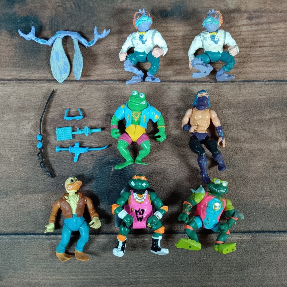 Vintage Teenage Mutant Ninja Turtles Action Figures Lot Toys Accessories Lot